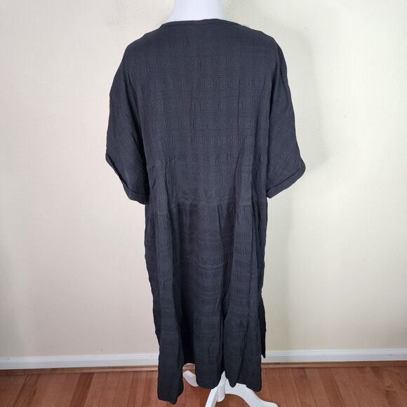 Amazon Women's Black V Neck Short Sleeve Textured Shift Dress Size 4XL - Picture 4 of 6